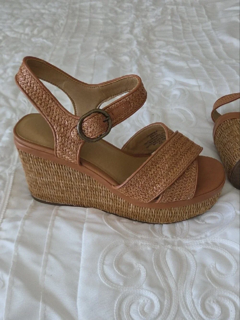 Crown Vintage Cognac Braided Platform Wedge Sandals